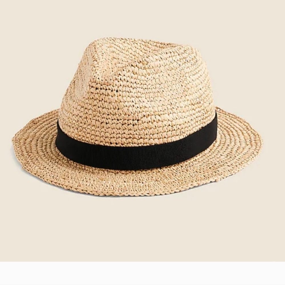 J.Crew Packable Raffia  Straw Hat F1722 Folable TRAVEL LArge Medium M L